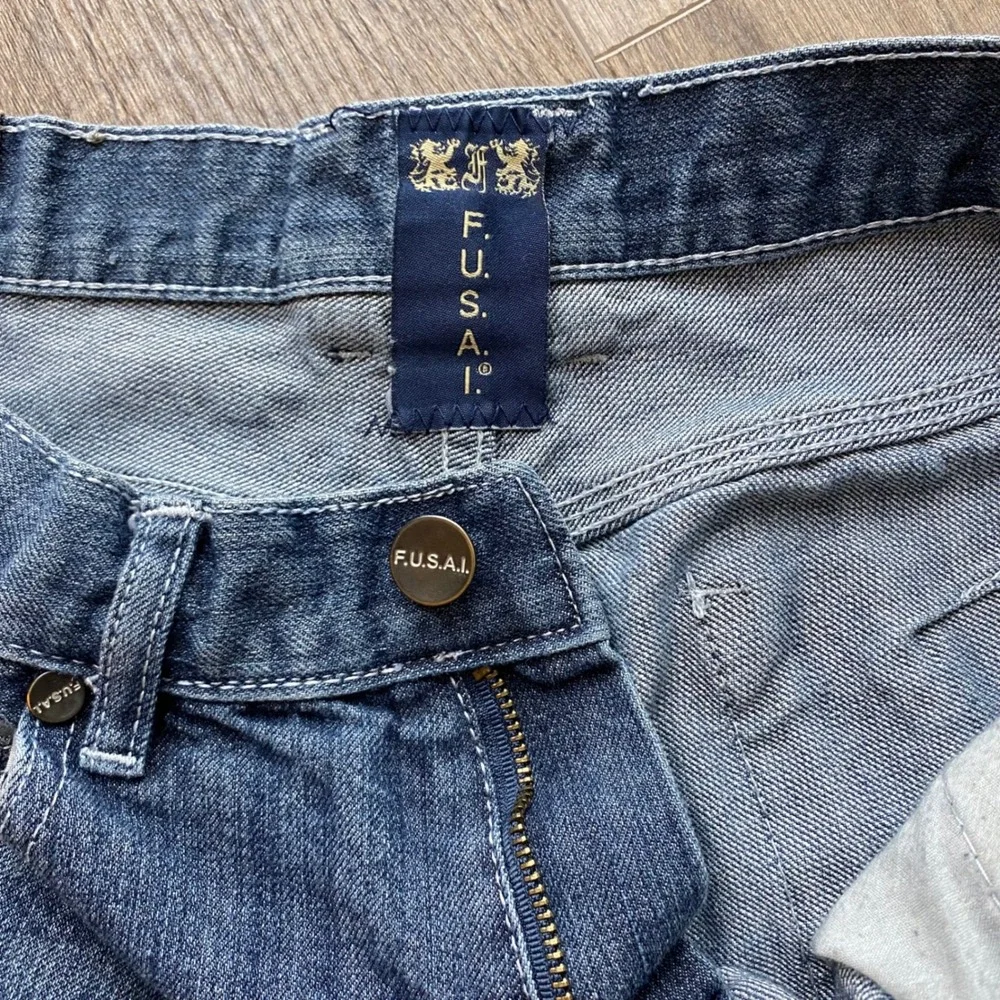 Vintage Fusai Jeans‎ Mens 36x30 Blue Dark Wash Cotton Straight Relaxed Fit Denim